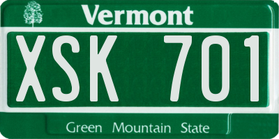 VT license plate XSK701
