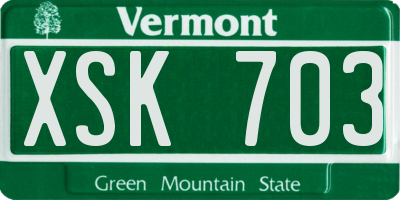 VT license plate XSK703