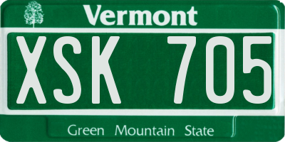 VT license plate XSK705