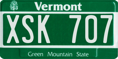 VT license plate XSK707