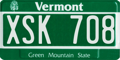 VT license plate XSK708