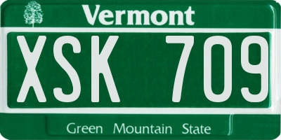VT license plate XSK709