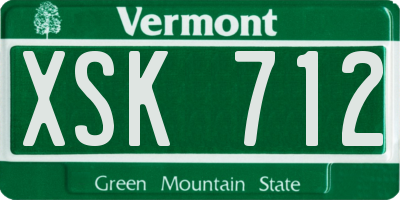 VT license plate XSK712