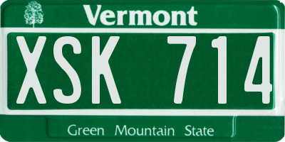 VT license plate XSK714