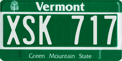 VT license plate XSK717