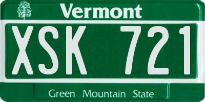 VT license plate XSK721