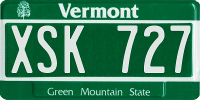 VT license plate XSK727
