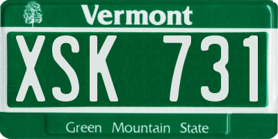 VT license plate XSK731