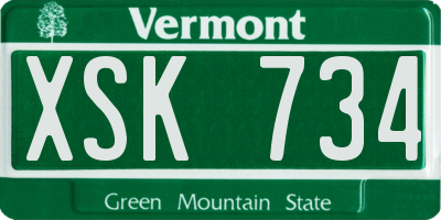 VT license plate XSK734