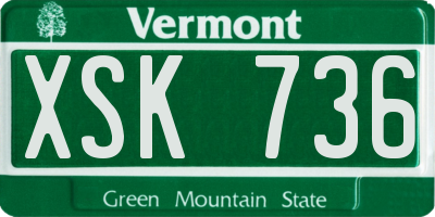 VT license plate XSK736