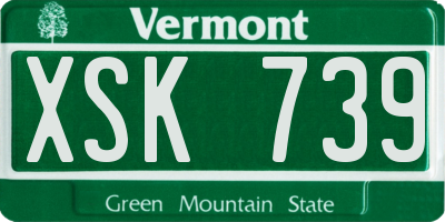 VT license plate XSK739