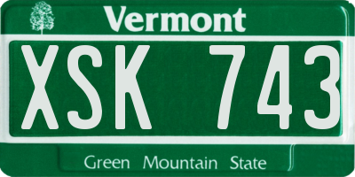 VT license plate XSK743