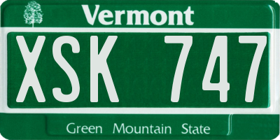 VT license plate XSK747