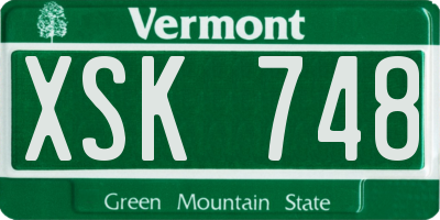 VT license plate XSK748
