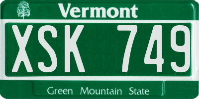VT license plate XSK749