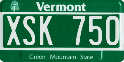 VT license plate XSK750