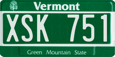 VT license plate XSK751