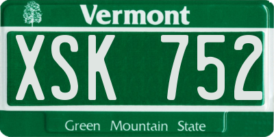 VT license plate XSK752