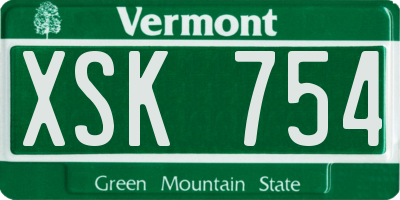 VT license plate XSK754
