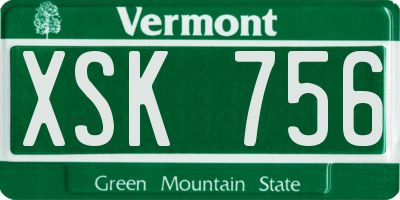 VT license plate XSK756