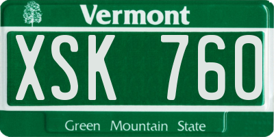 VT license plate XSK760