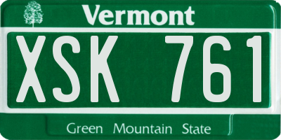 VT license plate XSK761