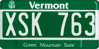VT license plate XSK763