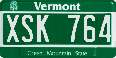 VT license plate XSK764