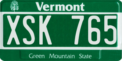 VT license plate XSK765