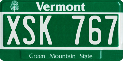 VT license plate XSK767