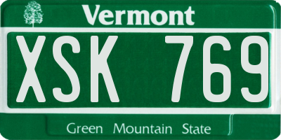 VT license plate XSK769