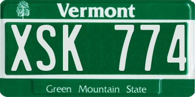 VT license plate XSK774