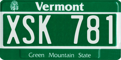 VT license plate XSK781