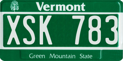 VT license plate XSK783