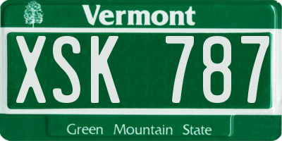 VT license plate XSK787