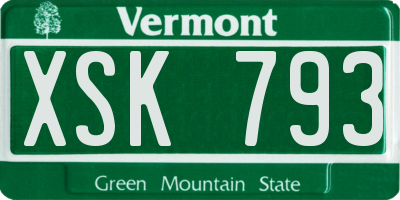 VT license plate XSK793