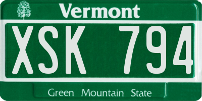 VT license plate XSK794