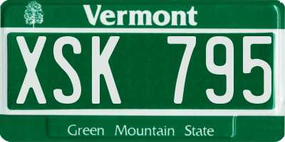 VT license plate XSK795