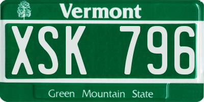 VT license plate XSK796