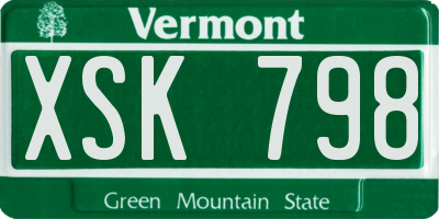 VT license plate XSK798