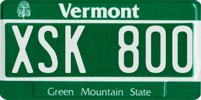 VT license plate XSK800