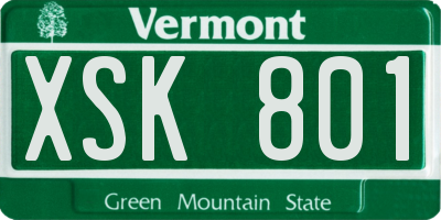 VT license plate XSK801