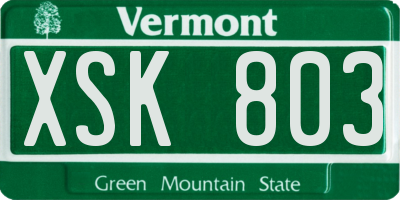 VT license plate XSK803