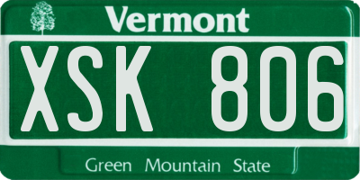 VT license plate XSK806