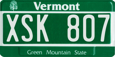 VT license plate XSK807