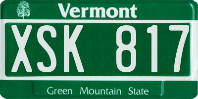 VT license plate XSK817