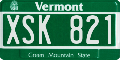 VT license plate XSK821