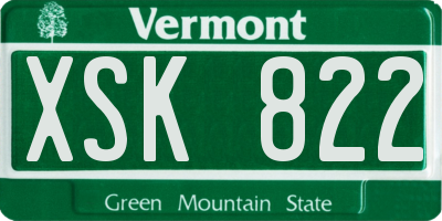 VT license plate XSK822