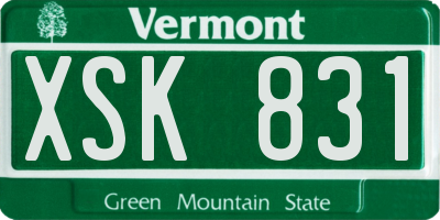 VT license plate XSK831