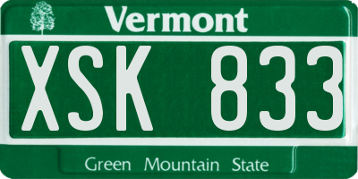 VT license plate XSK833
